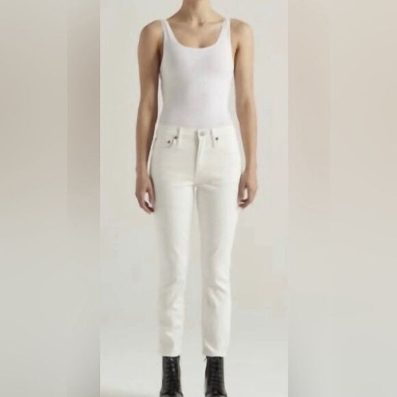 NWT EDWIN Women’s Bree Mid Rise Crop Straight Leg Ivory Jeans - Size 24 - Picture 3 of 10